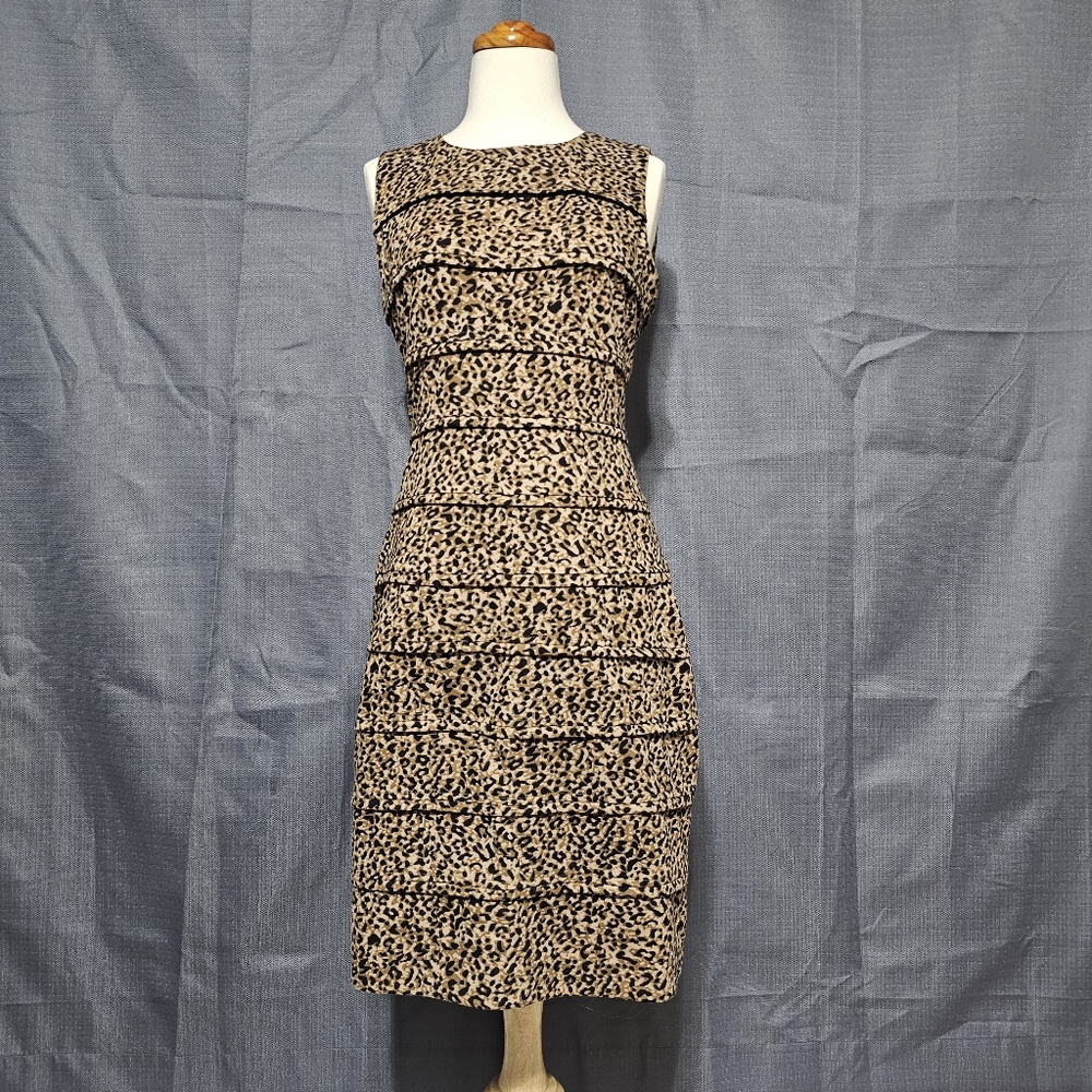 Marvin Richards Animal Print Tiered Ruffle Dress Knee-Length